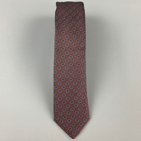 BURBERRY PRORSUM Brown Silk Print Skinny Tie - Picture 1 of 1